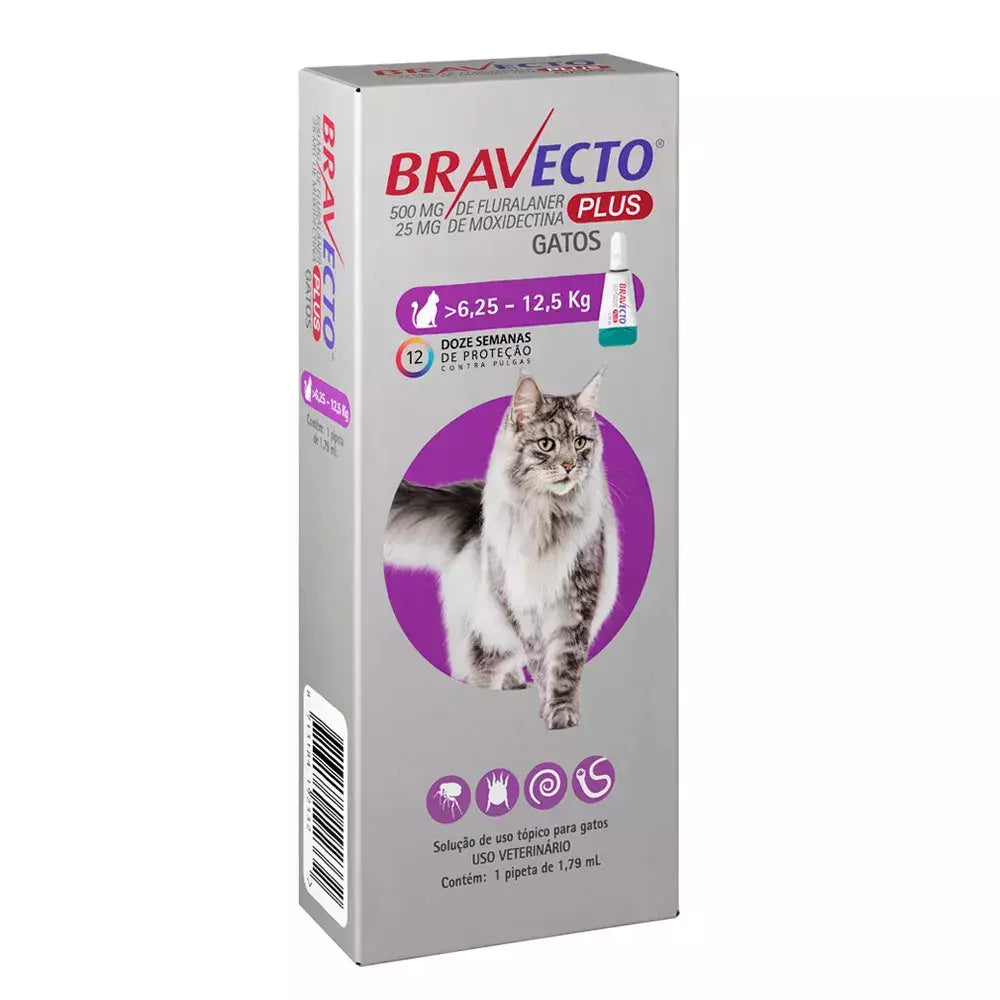 Anti Pulgas Bravecto Plus para Gatos de 6,24kg a 12,5kg