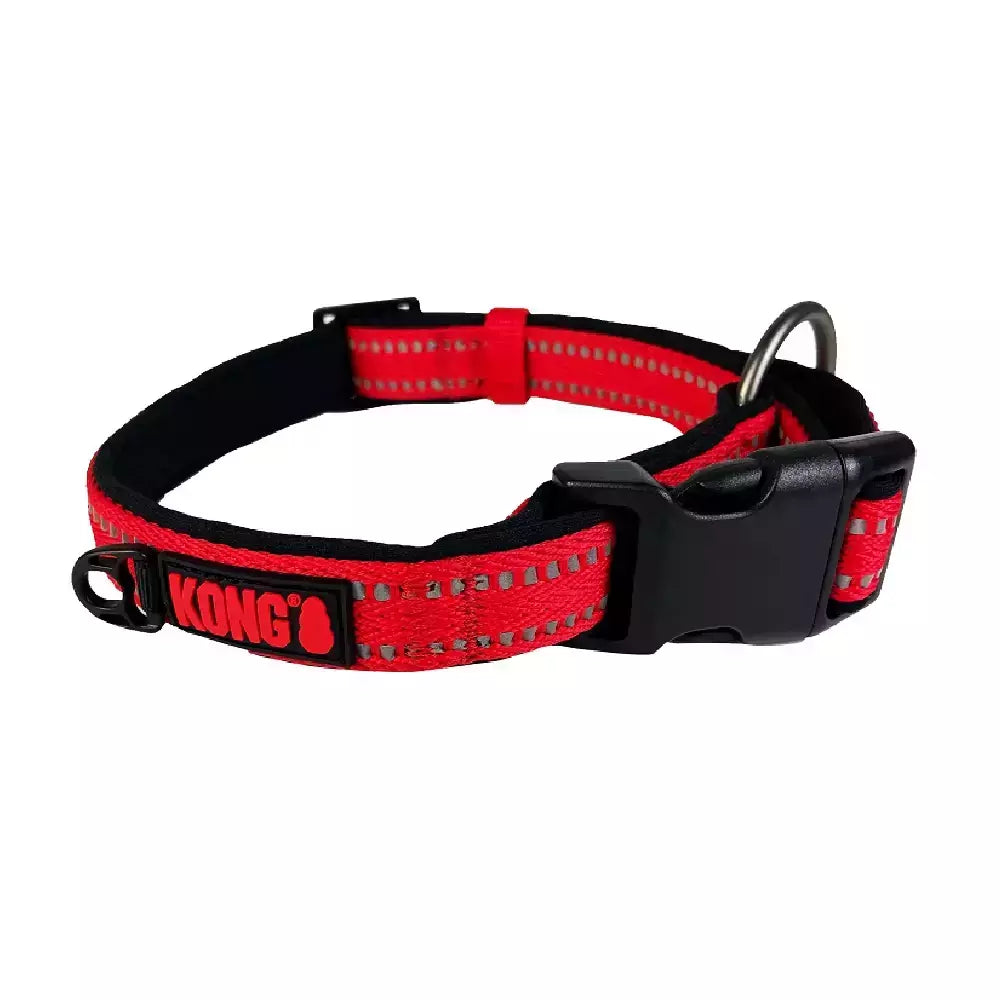 Coleira Kong Reflective Vermelha para Cachorros de Médio e Grande Porte