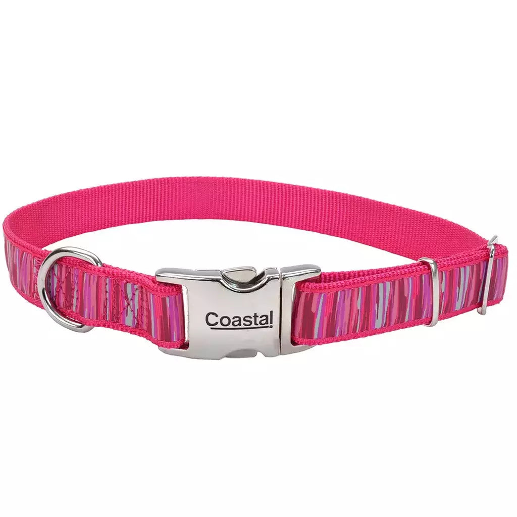 Coleira Coastal Ribbon Pink Flaming Stripe
