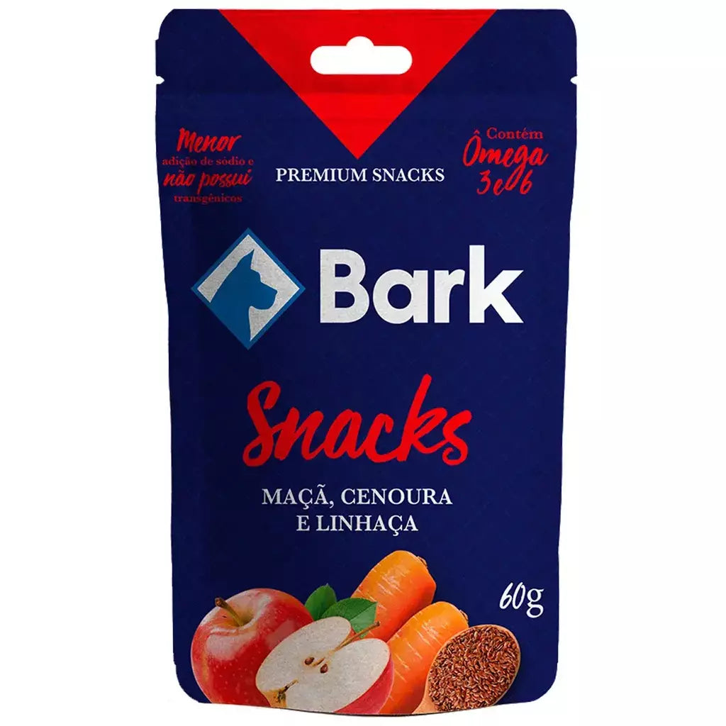 Snack para Cães Bark Sabor Maçã, Cenoura e Linhaça