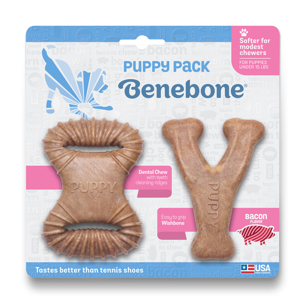 Benebone Puppy 2 Bacon - Mordedor para filhotes e cachorros pequenos