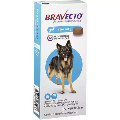 Antipulgas e Carrapatos Bravecto MSD para Cães de 20 a 40 kg