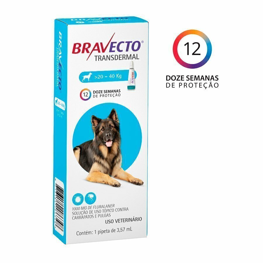 Antipulgas e Carrapatos Bravecto Transdermal Pipeta para Cães 20 a 40kg