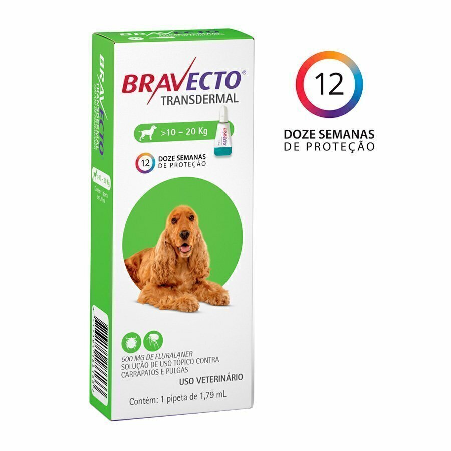 Antipulgas e Carrapatos Bravecto Transdermal Pipeta para Cães 10 a 20kg