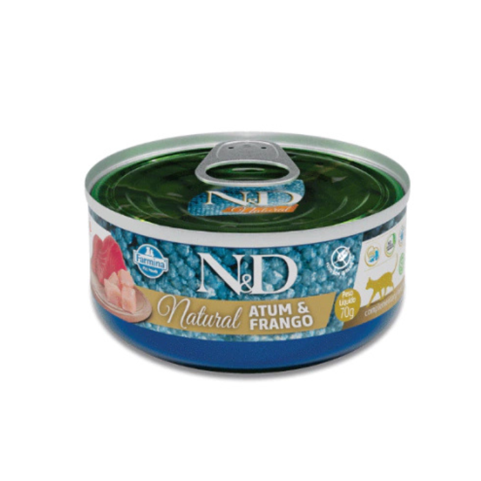 Ração Úmida N&D Natural Gatos Adultos Atum e Frango 70g
