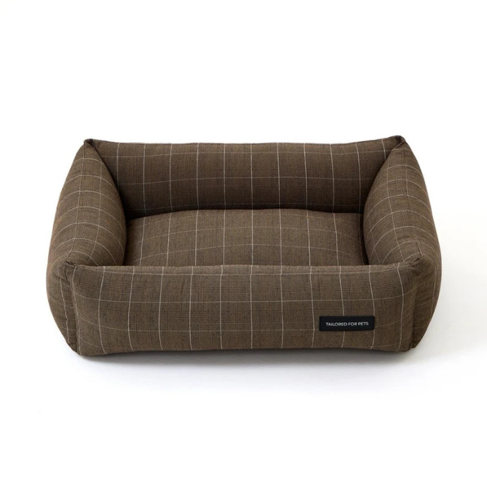 Cama Retangular Tailored For Pets Tartan Chocolate