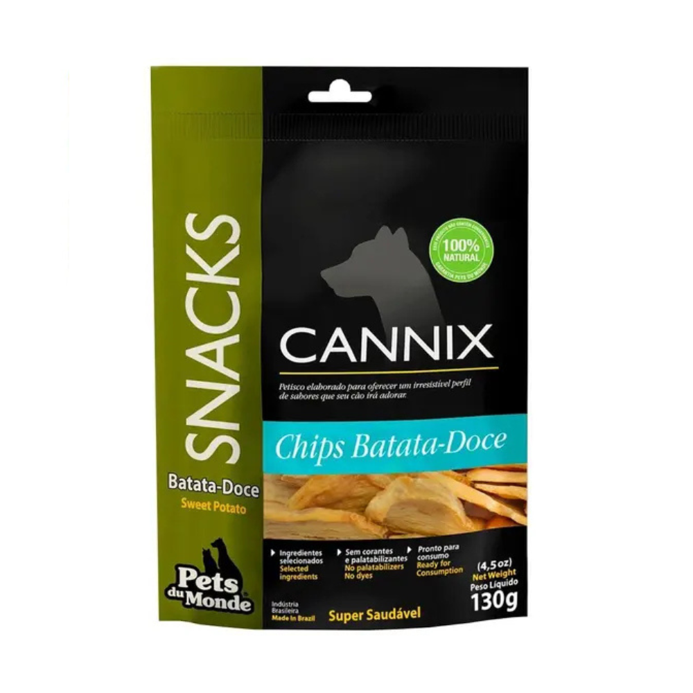 Snacks Cannix Chips de Batata Doce 130g para Cães