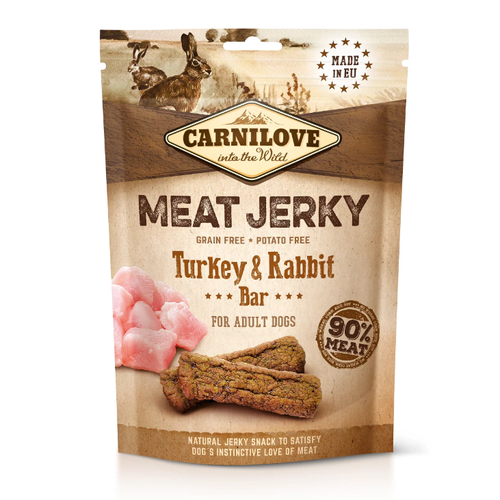 Carnilove Jerky Barra de Carne Seca de Peru e Filé de Coelho 100g - Para Cães