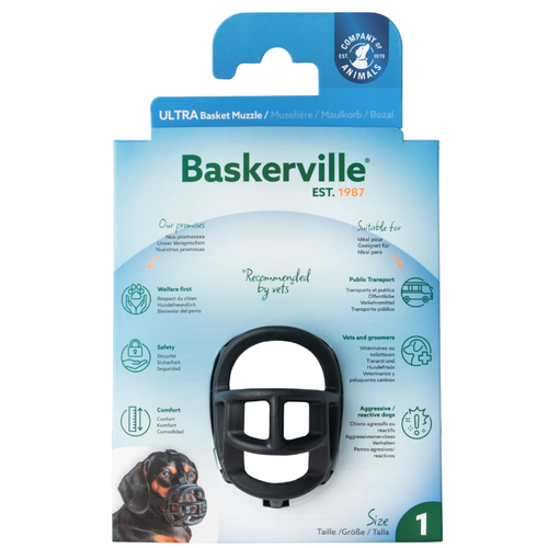 Focinheira Baskerville Preta Tamanho 1 - PP