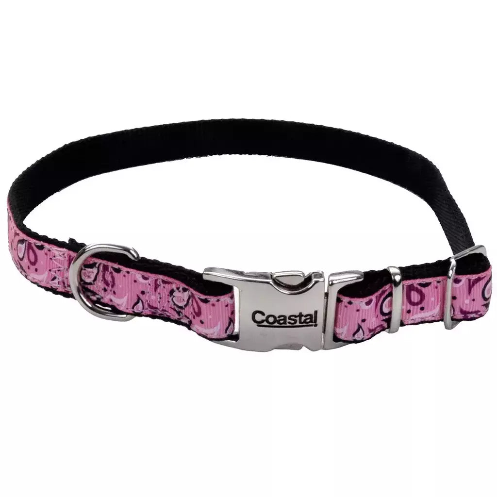 Coleira Coastal Ribbon Pink Paisley