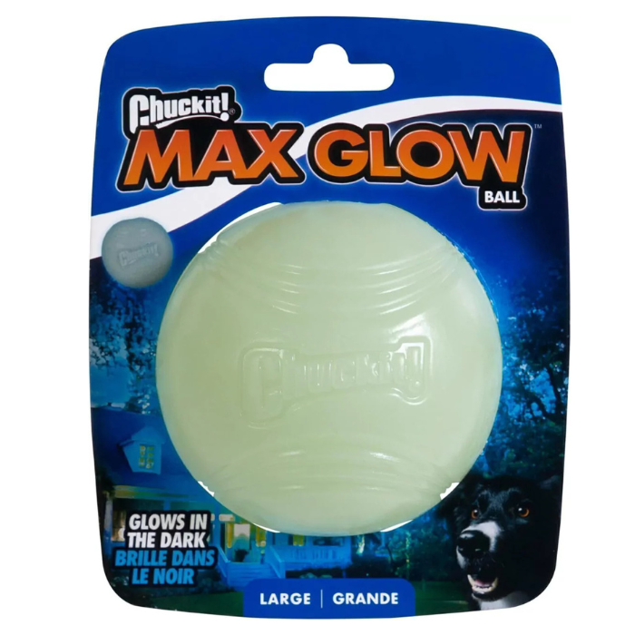 Chuckit! Bola Max Glow, Brilho no escuro - Brinquedo recheável para cachorro