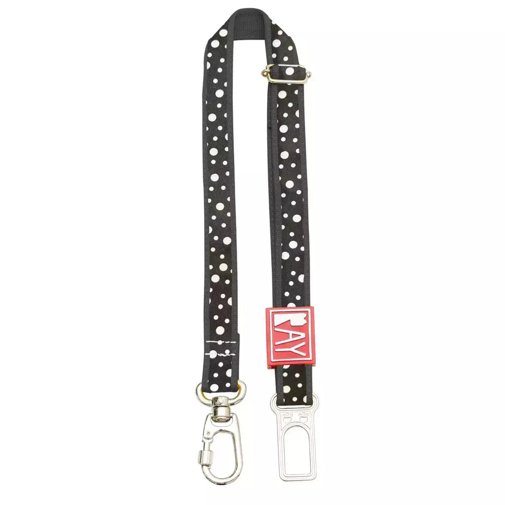 Cinto de Segurança Ray Pet Life Print Poá Preto e Branco Para Cachorros