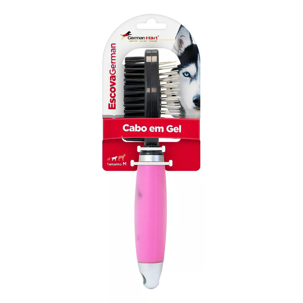 Escova 2 em 1 Grande GermanHart Beauty Saloon Cabo Azul ou Rosa em Gel Para Cães