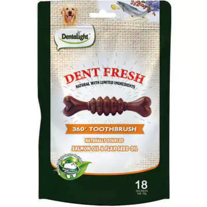 Petisco Natural Para Cachorro Dent Fresh Escova 360 – Óleos de Salmão e Linhaça
