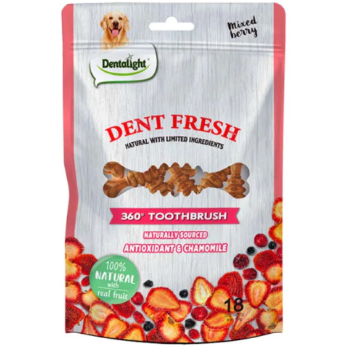 Petisco Natural para cachorros Dent Fresh Escova 360 – Frutas Vermelhas - Auxilio Calmante