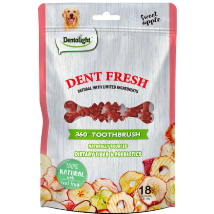 Petisco Natural para cachorros Dent Fresh Escova 360 – Maçã - Auxilio na Digestão
