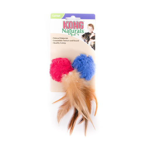 Kong Naturals Crinkle Ball W/Feathers Bolinhas Para Gato Com Penas e Catnip