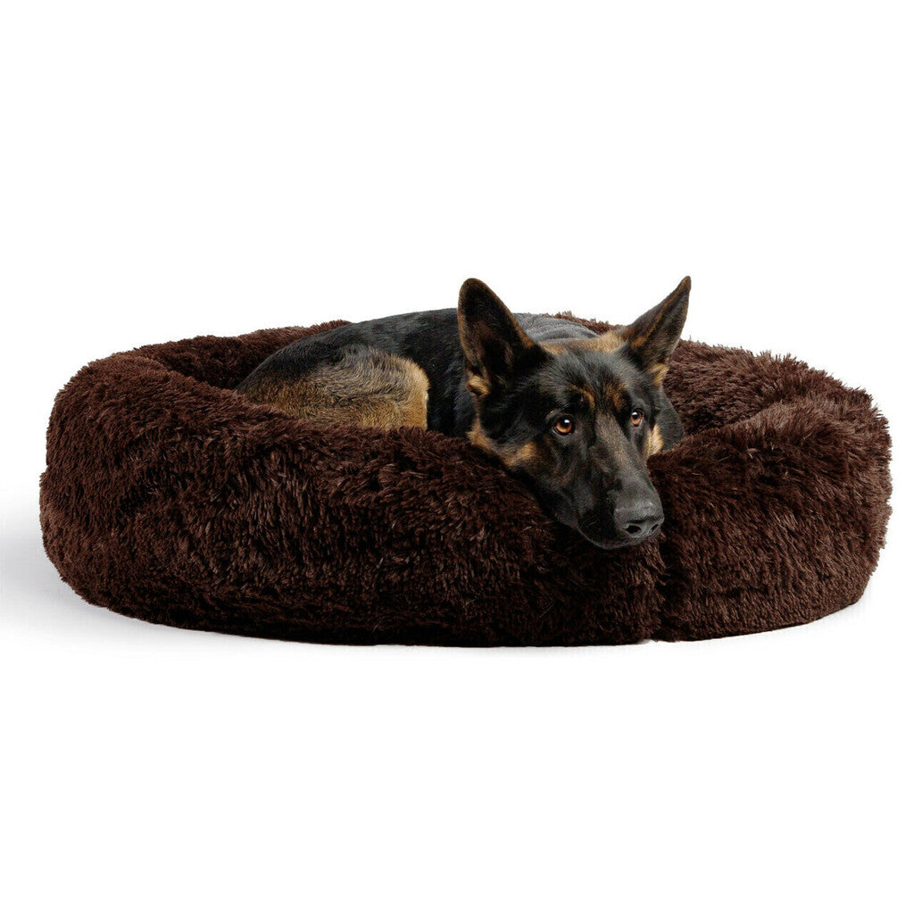 Outward Hound Donut Shag Best Friends Cama Marrom Escuro Para Cães e Gatos XL 91x91cm