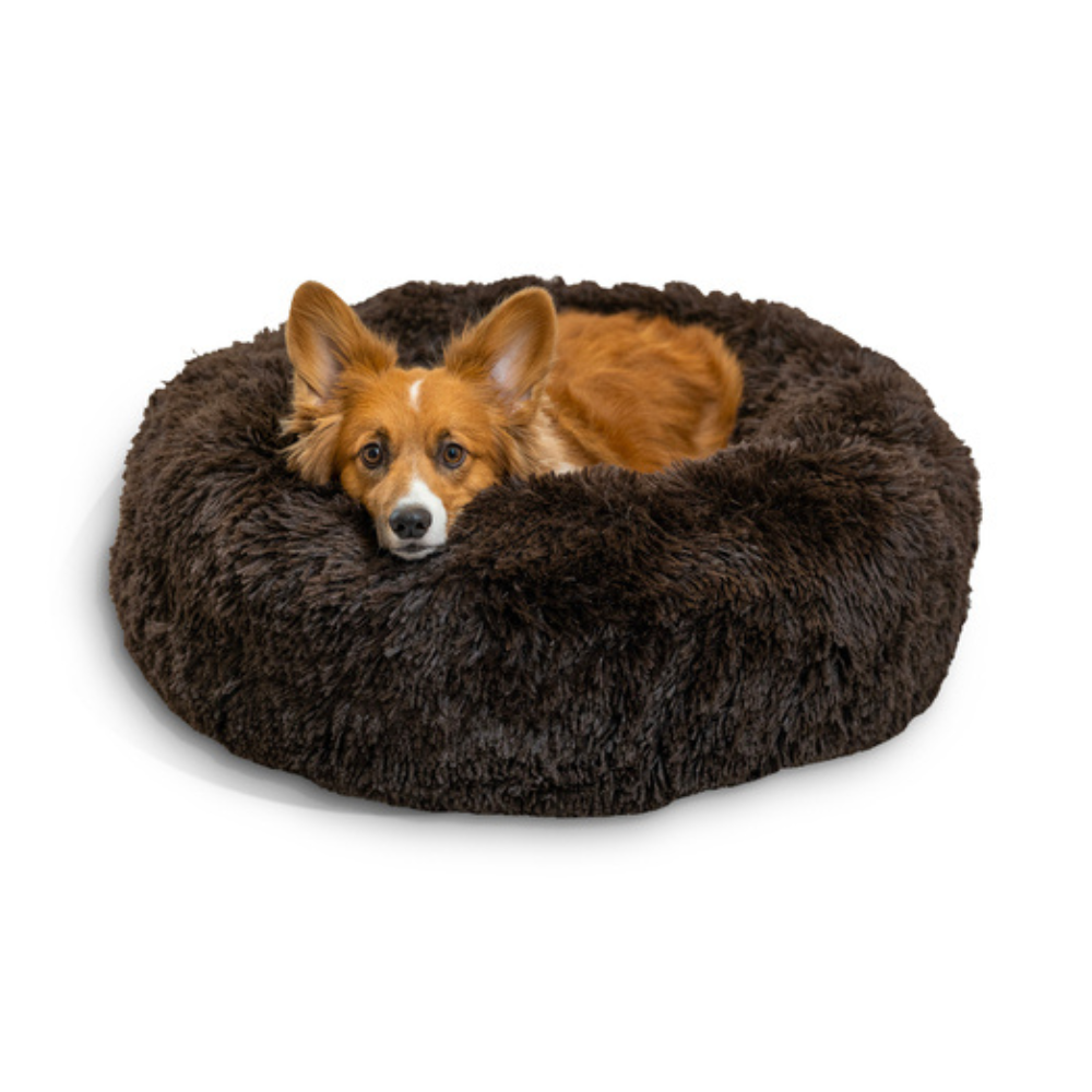 Outward Hound Donut Shag Best Friends Cama Marrom Escuro Para Cães e Gatos MD 76x76cm
