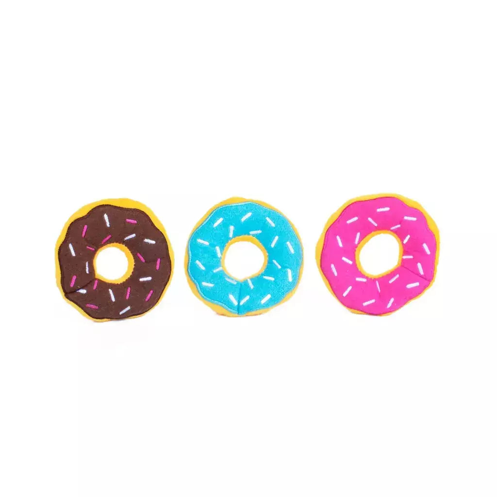 Miniz 3-Pack Squeakie Donutz Zippy Paws Pelucia para Cachorro
