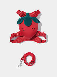 Vetreska Strawberry Pet Backpack, Harness and Leash Set - Conjunto Peitoral, Mochila e Guia