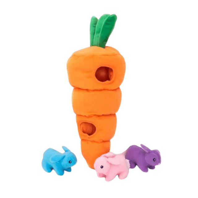 Burrow Zippy Paws Cenoura Jumbo - Pelúcia Esconde-Esconde Interativa para cachorro