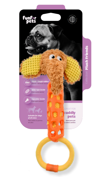 Funforpets Plush TPR Body Sound - Brinquedo de Pelúcia Multissensorial para Cães