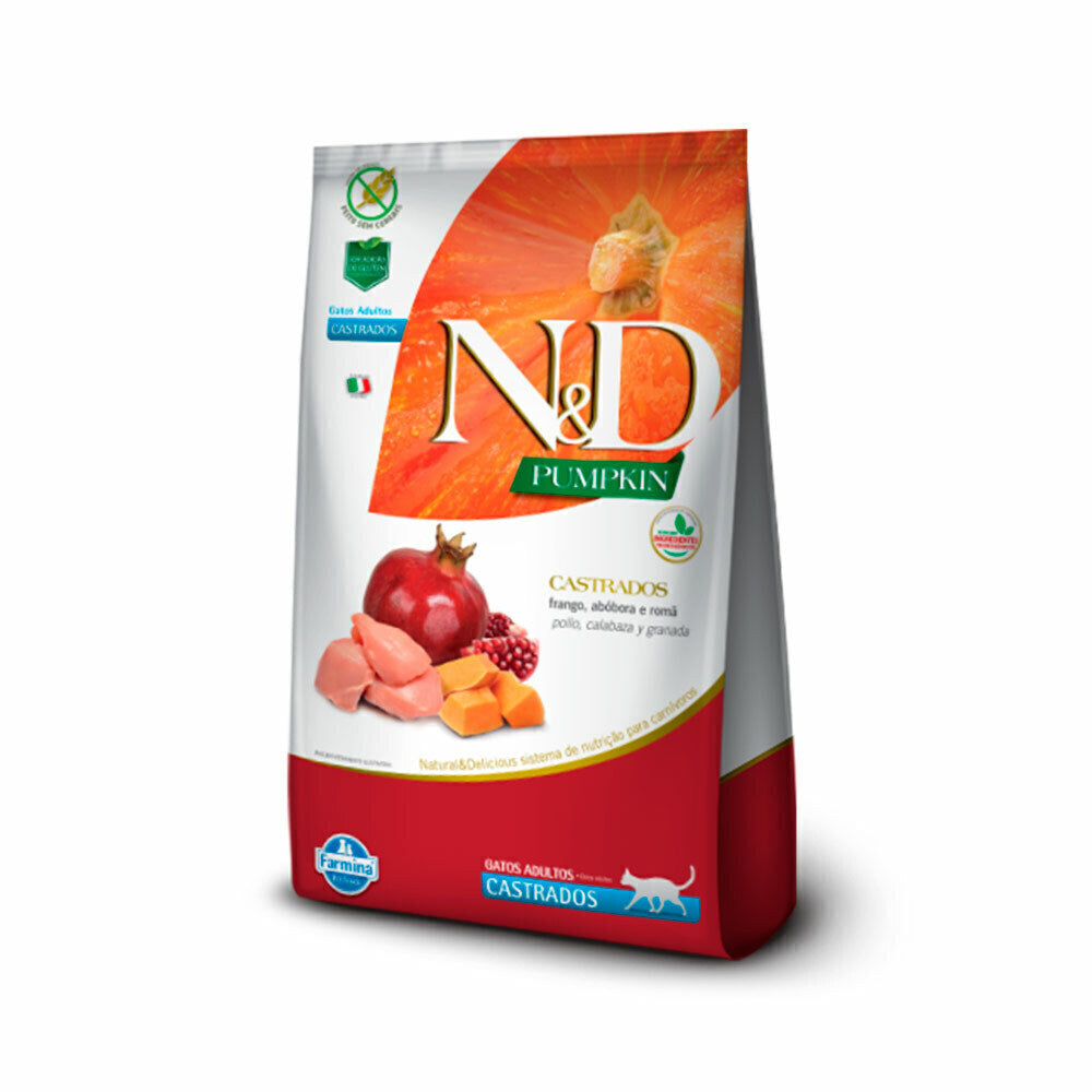 Ração Farmina N&D Pumpkin para Gatos Castrados Sabor Frango, Abóbora e Romã 400g