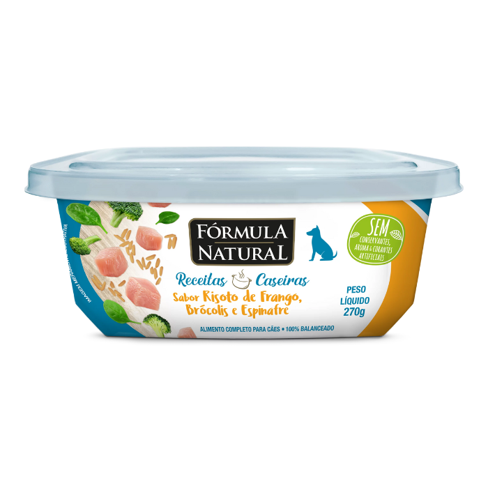 Fórmula Natural Receitas Caseiras para Cães Adultos Sabor Risoto de Frango, Brócolis e Espinafre 270g