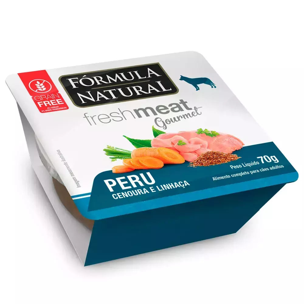Ração Úmida Fórmula Natural Fresh Meat Gourmet Cães Adultos Peru, Cenoura e Linhaça 70 g