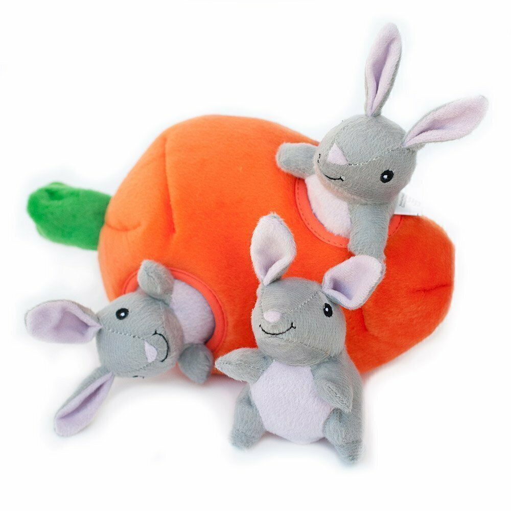 Burrow Zippy Paws Cenoura - Pelúcia Esconde-Esconde Interativa para cachorro
