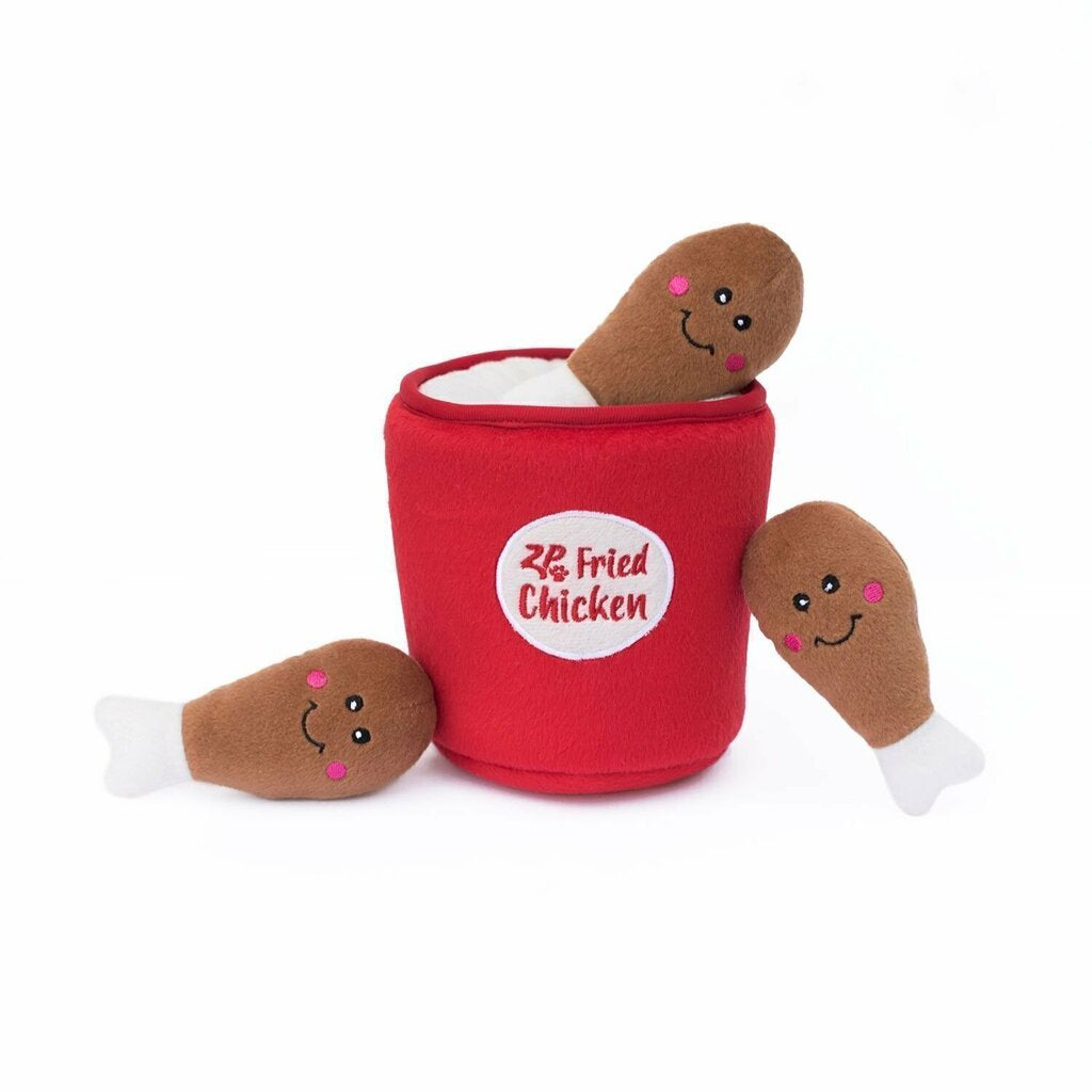 Burrow Zippy Paws Balde de Frango - Pelúcia Esconde-Esconde Interativa para Cachorro