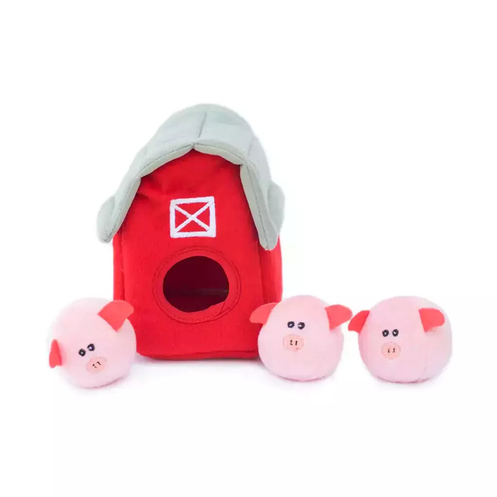 Burrow Zippy Paws Celeiro de Porquinhos - Pelúcia Esconde-Esconde Interativa para cachorro