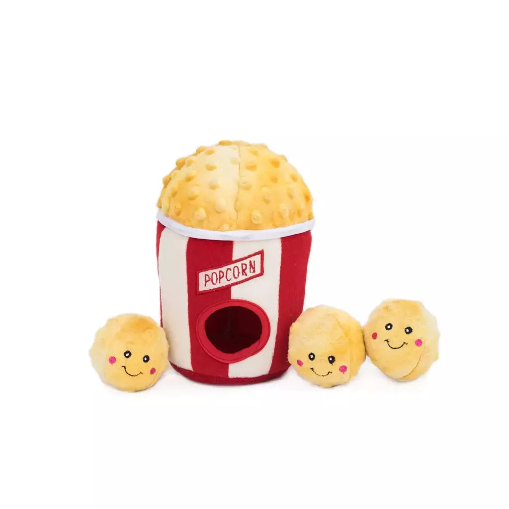Burrow Zippy Paws Popcorn - Pelúcia Esconde-Esconde Interativa para cachorro