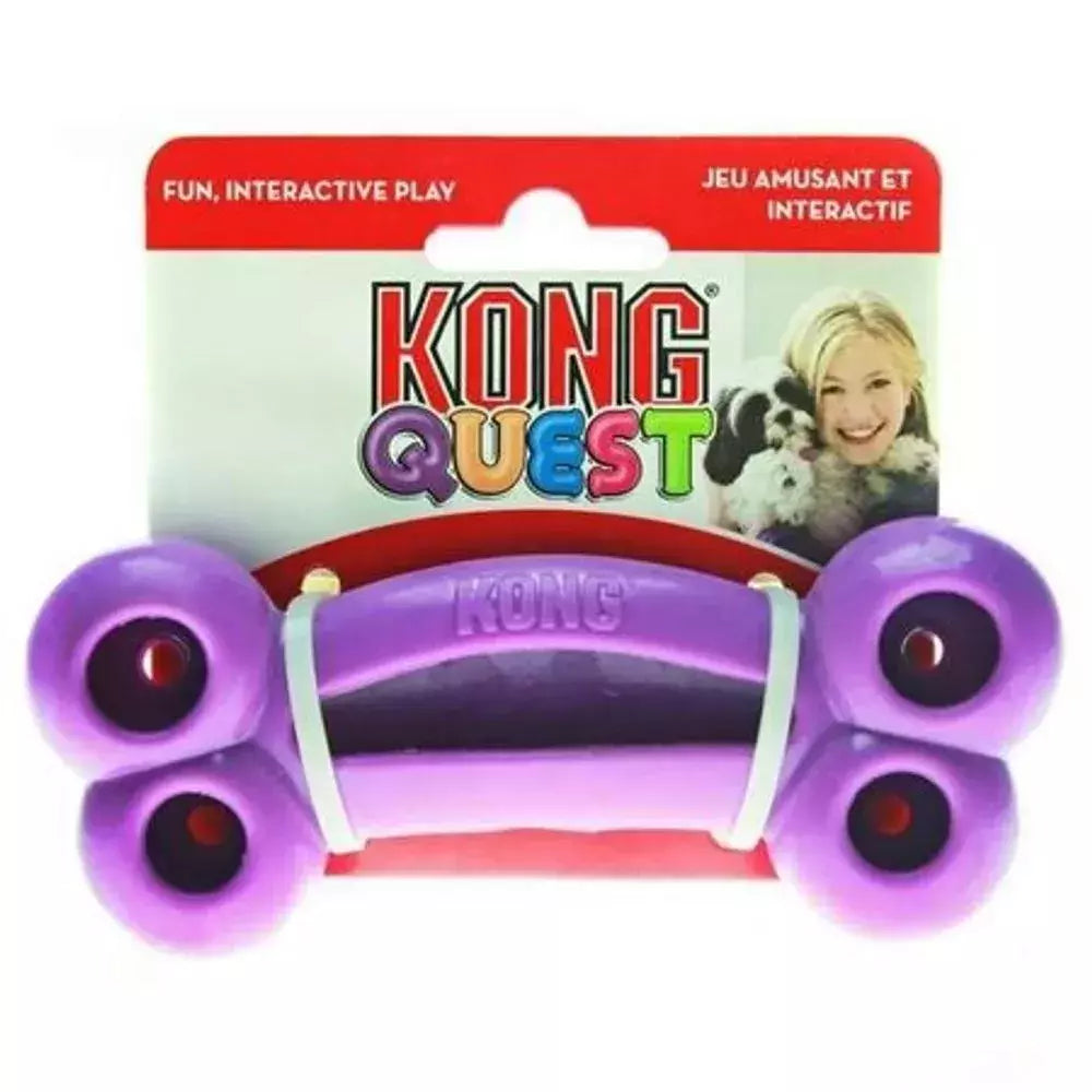 Kong Quest Bone Roxo Grande - Brinquedo Recheável para cachorro