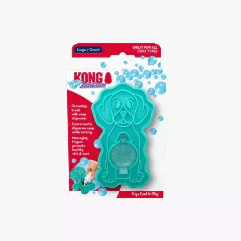 Kong Zoom Groom Bubbles Escova de Borracha Para cachorro