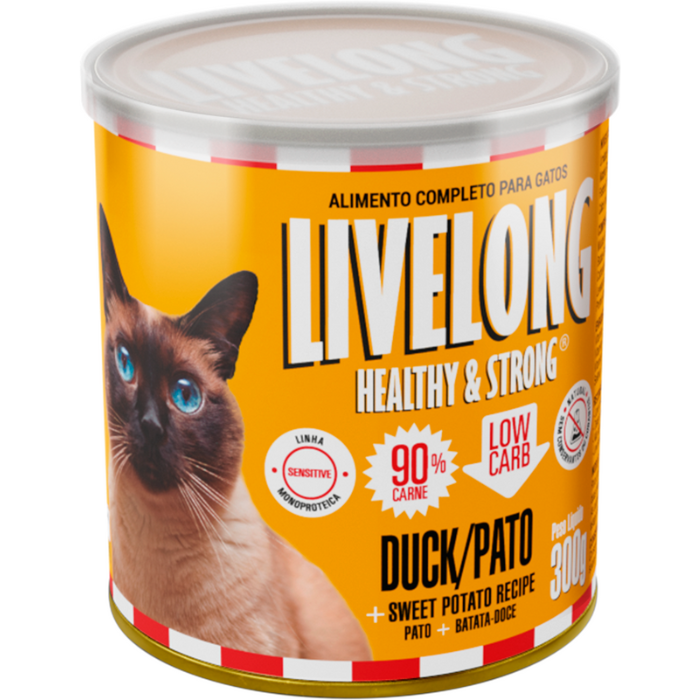 Ração Úmida Livelong Para Gatos Sensíveis Sabor Pato 300gr