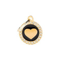 Medalha My Family Glam Coração Preto e Dourado com Swarovski