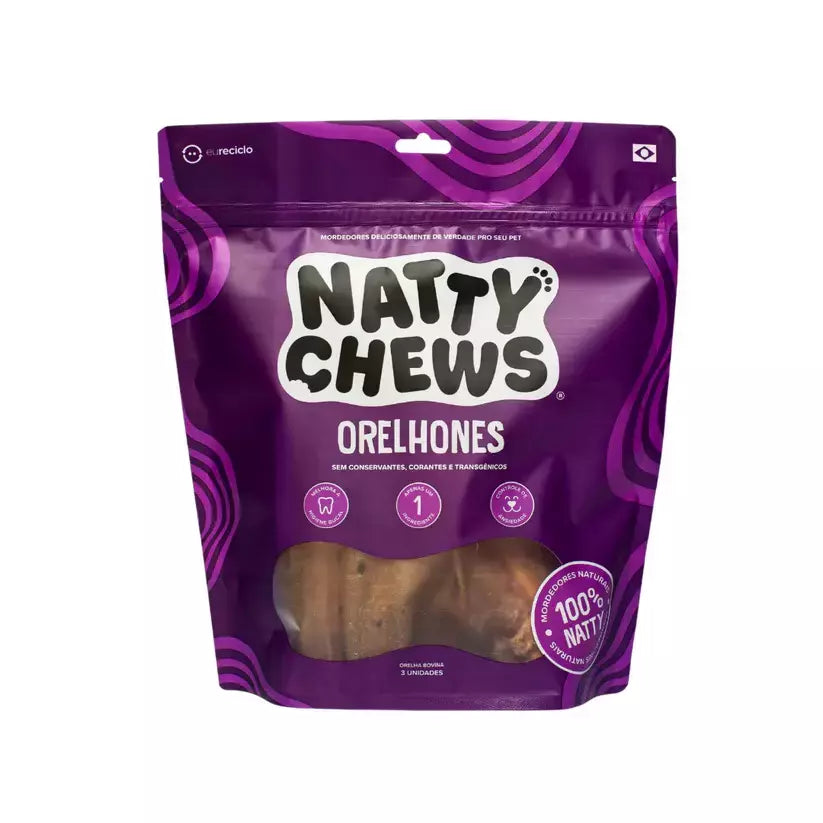 Petisco Orelhones Natty Chews - 3un Orelha Bovina