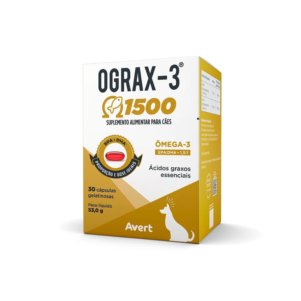 Suplemento Avert Ograx-3 1500 para Cães e Gatos