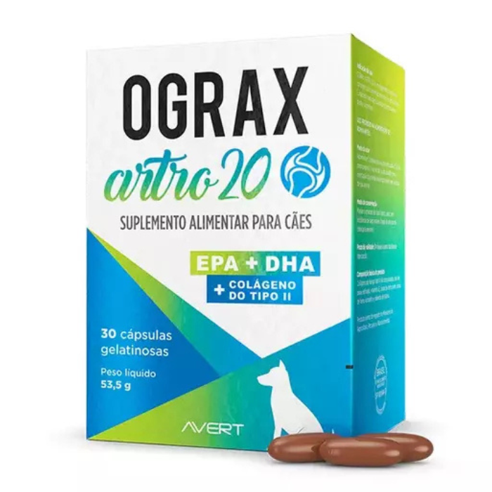 Suplemento Avert Ograx Artro 20 para Cães 30 Cápsulas