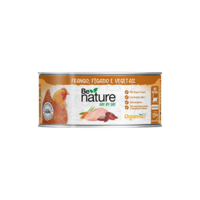 Alimento Úmido Natural Organnact Para Gatos Filhotes Frango Fígado e Vegetais 120g