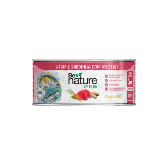 Alimento Úmido Natural Organnact Para Gatos Adultos Atum e Sardinha Com Vegetais 120g