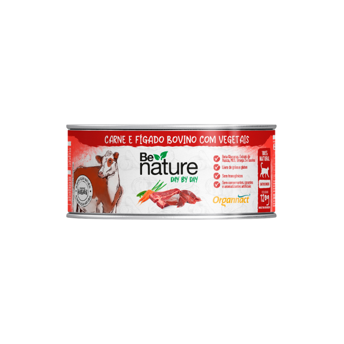 Alimento Úmido Natural Organnact Para Gatos Idosos Carne e Fígado Bovino Com Vegetais 120g