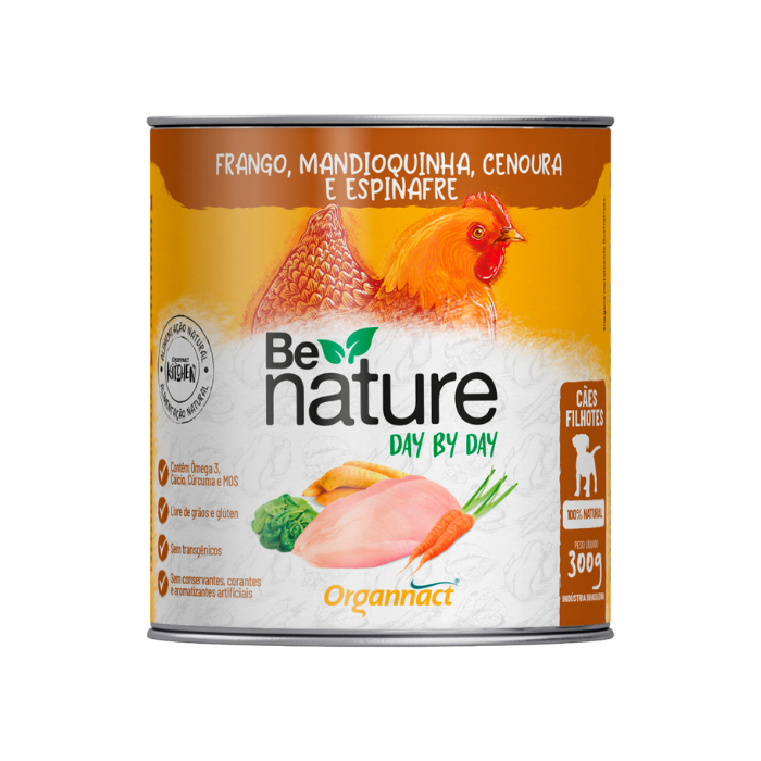 Alimento Úmido Natural Organnact Be Nature Para Cães Filhotes Frango Mandioquinha Cenoura Espinafre 300g