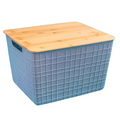 Organizadora Oikos Azul 18L com tampa de Bambu - Organizador para brinquedos