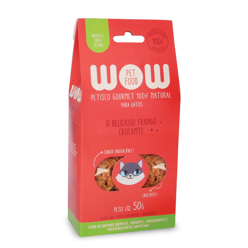 Wow Pet Food Petisco de Frango Crocante para Gatos 50g
