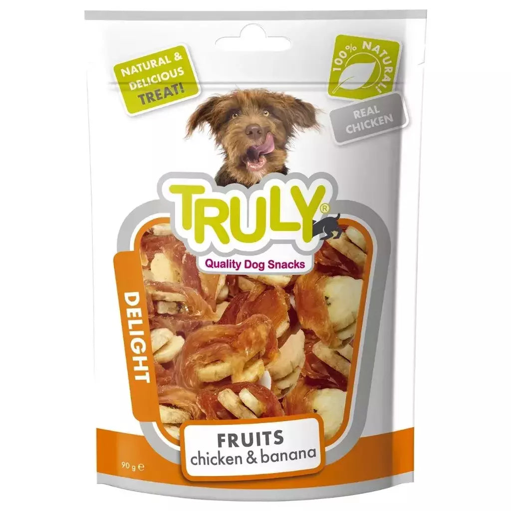 Petisco para cachorro Truly delight frango e banana 90g