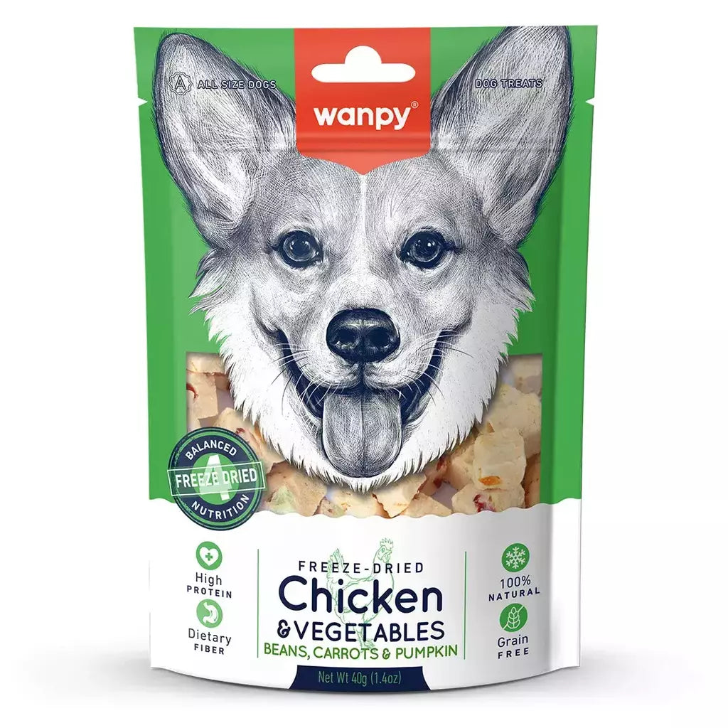 Petisco para cachorro Wanpy freeze dried frango e vegetais 40g