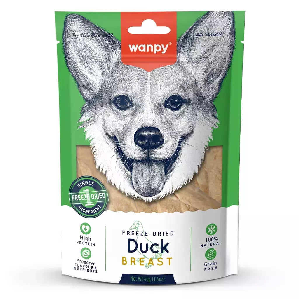 Petisco para cachorro Wanpy freeze dried peito de pato 40g